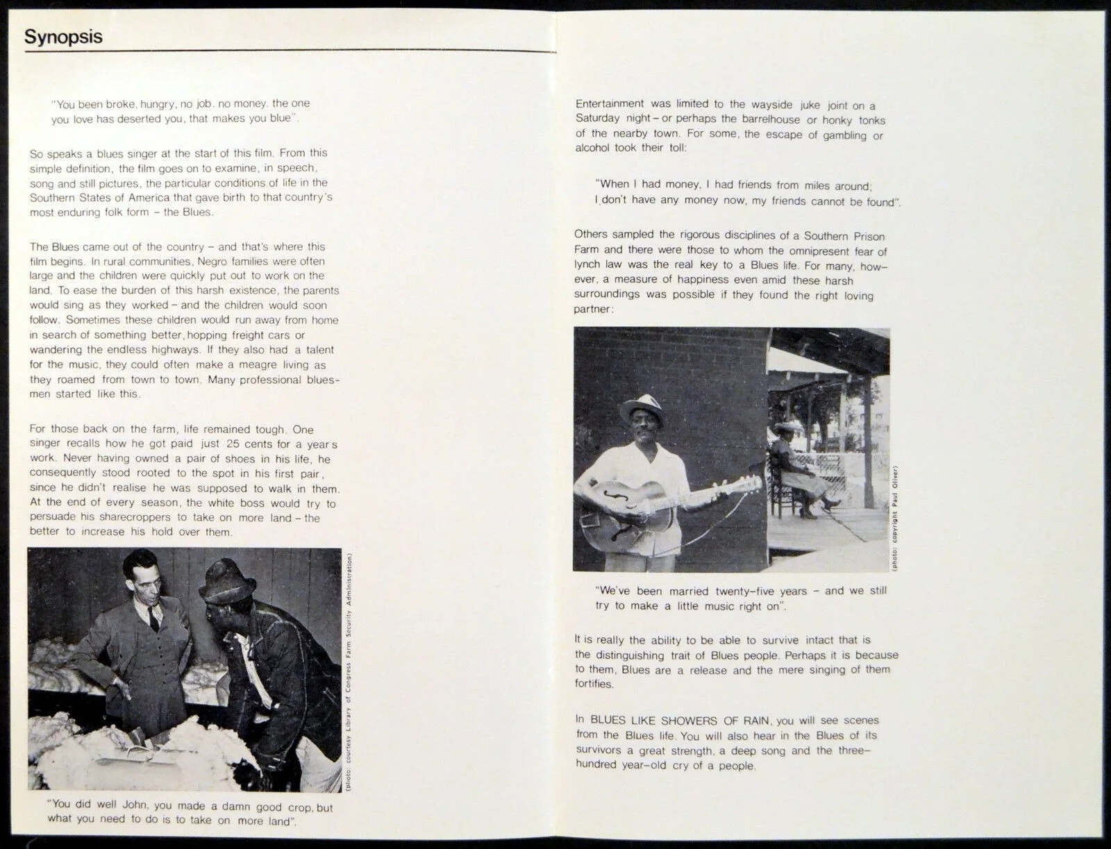 BLUES LIKE SHOWERS OF RAIN 1970 Blind James Brewer, Lightnin Hopkins SYNOPSIS, изображение 2