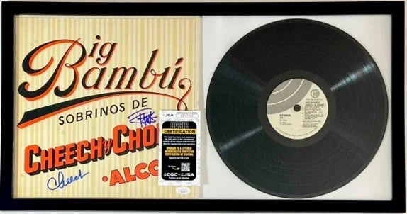 Cheech Marin, Tommy Chong — Cheech Marin & Tommy Chong Signed Big Bambu Vinyl LP Framed Display JSA COA, image 2