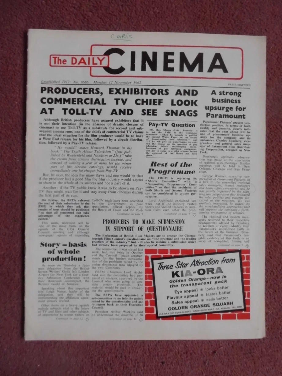 LAURENCE HARVEY, DANNY KAYE, etc in DAILY CINEMA (1962) UK trade mag, изображение 4