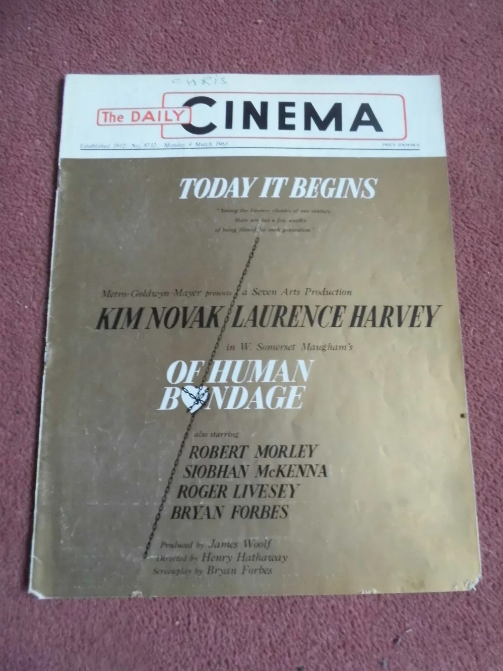 JUDY GARLAND, SPARROWS CAN’T SING in 1963 UK trade mag DAILY CINEMA, изображение 4