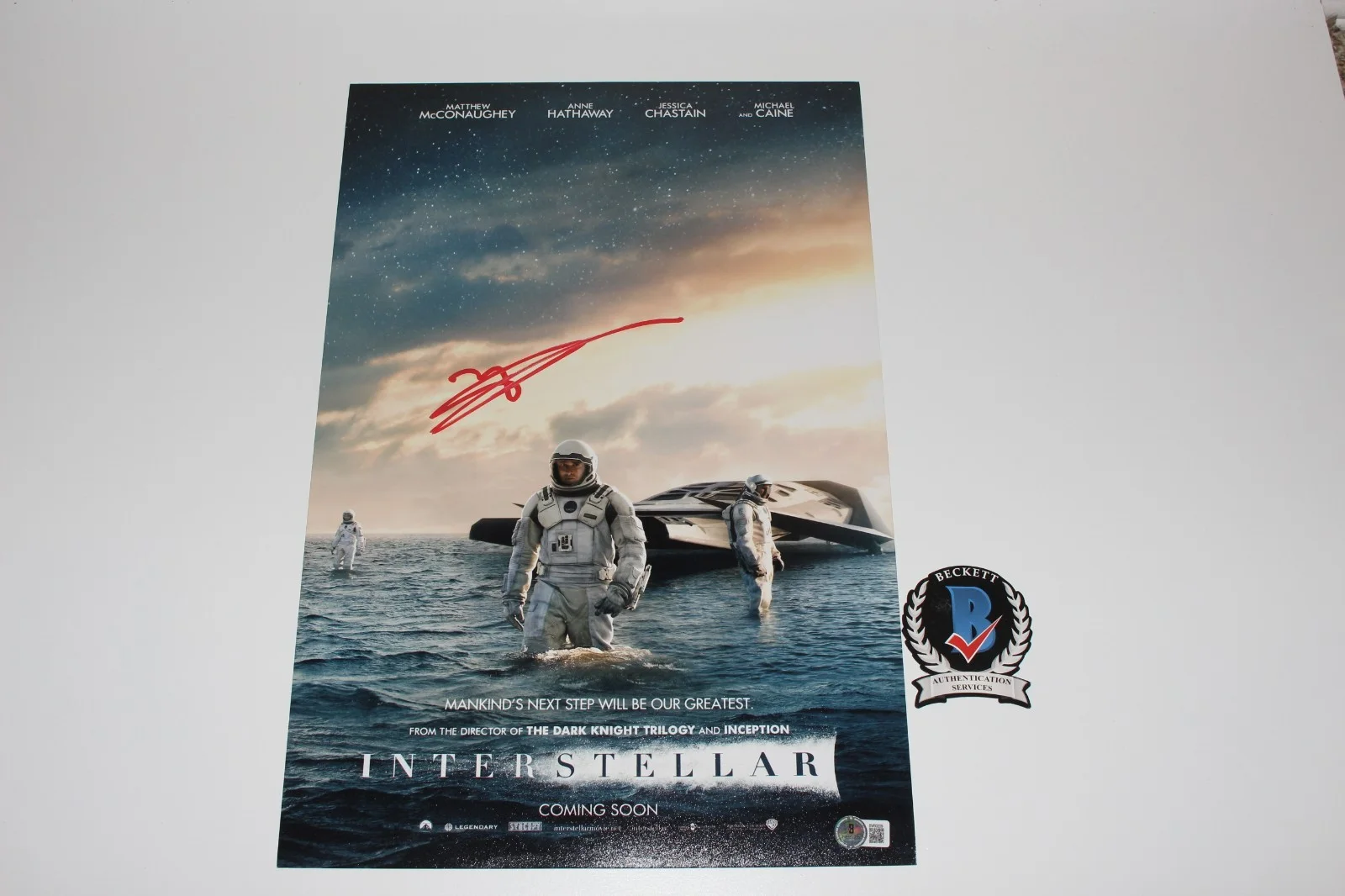 MATTHEW MCCONAUGHEY SIGNED 'INTERSTELLAR' MOVIE POSTER AUTOGRAPH BAS BECKETT COA, изображение 3