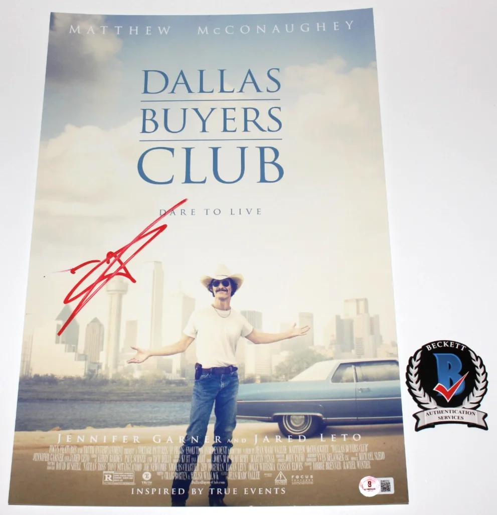 MATTHEW MCCONAUGHEY SIGNED DALLAS BUYERS CLUB 12x18 MOVIE POSTER BAS BECKETT COA, изображение 2