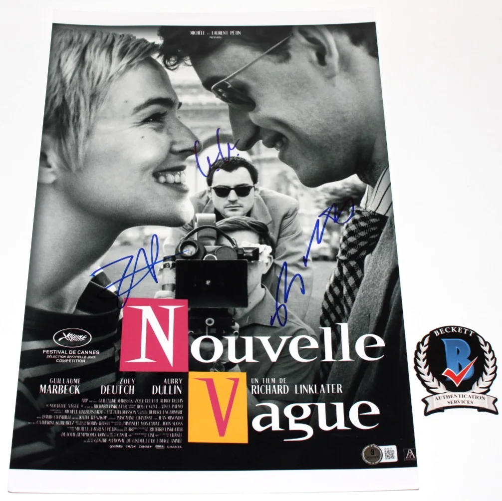 NOUVELLE VAGUE CAST SIGNED 12x18 MOVIE POSTER DEUTCH & LINKLATER+ BECKETT COA X3, изображение 3