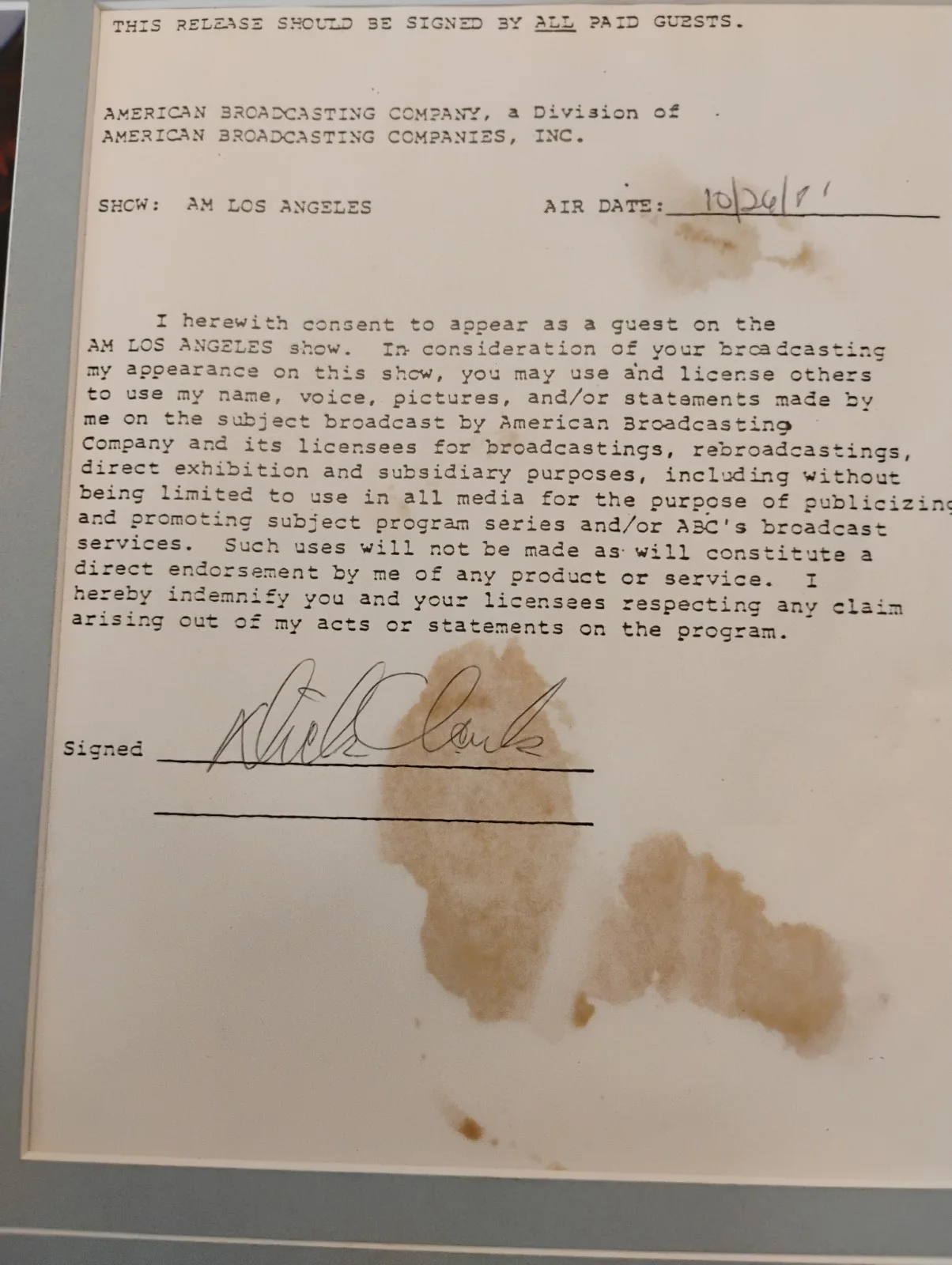 Dick Clark — Dick Clark Signed 1981 ABC Contract R & R Provenance Oct. 1981, image 2