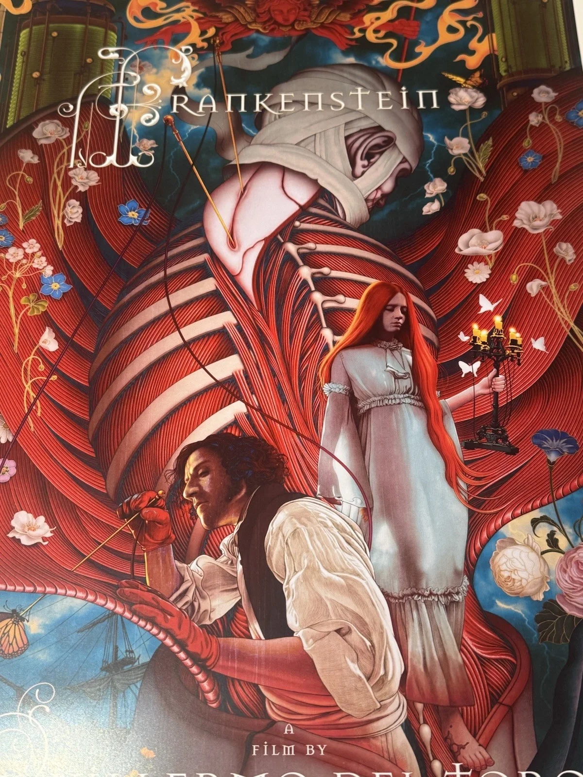 GUILLERMO DEL TORO SIGNED FRANKENSTEIN IMAX POSTER 24X16.5 AUTO NETFLIX BAS COA, изображение 3