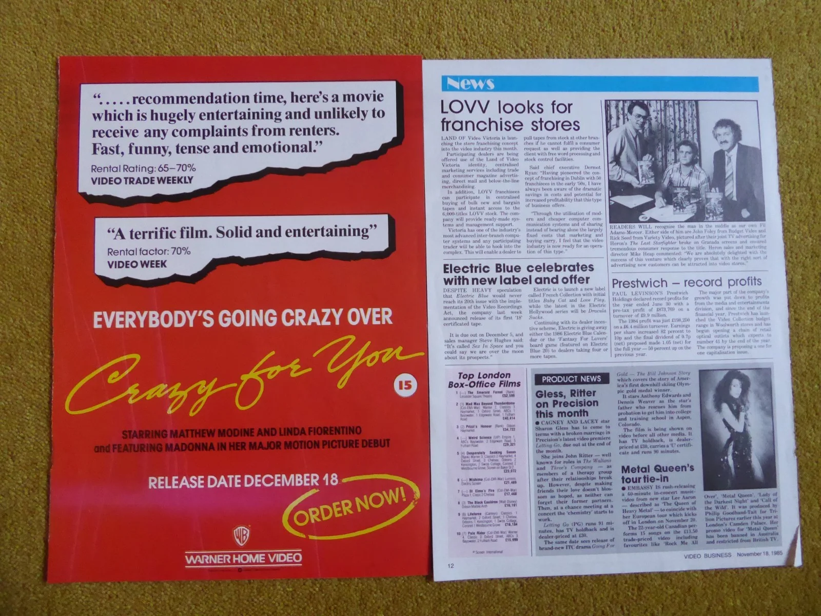 Original Video Magazine Advert Hard Rock Zombies Video Post Cert Advert 1985, изображение 2