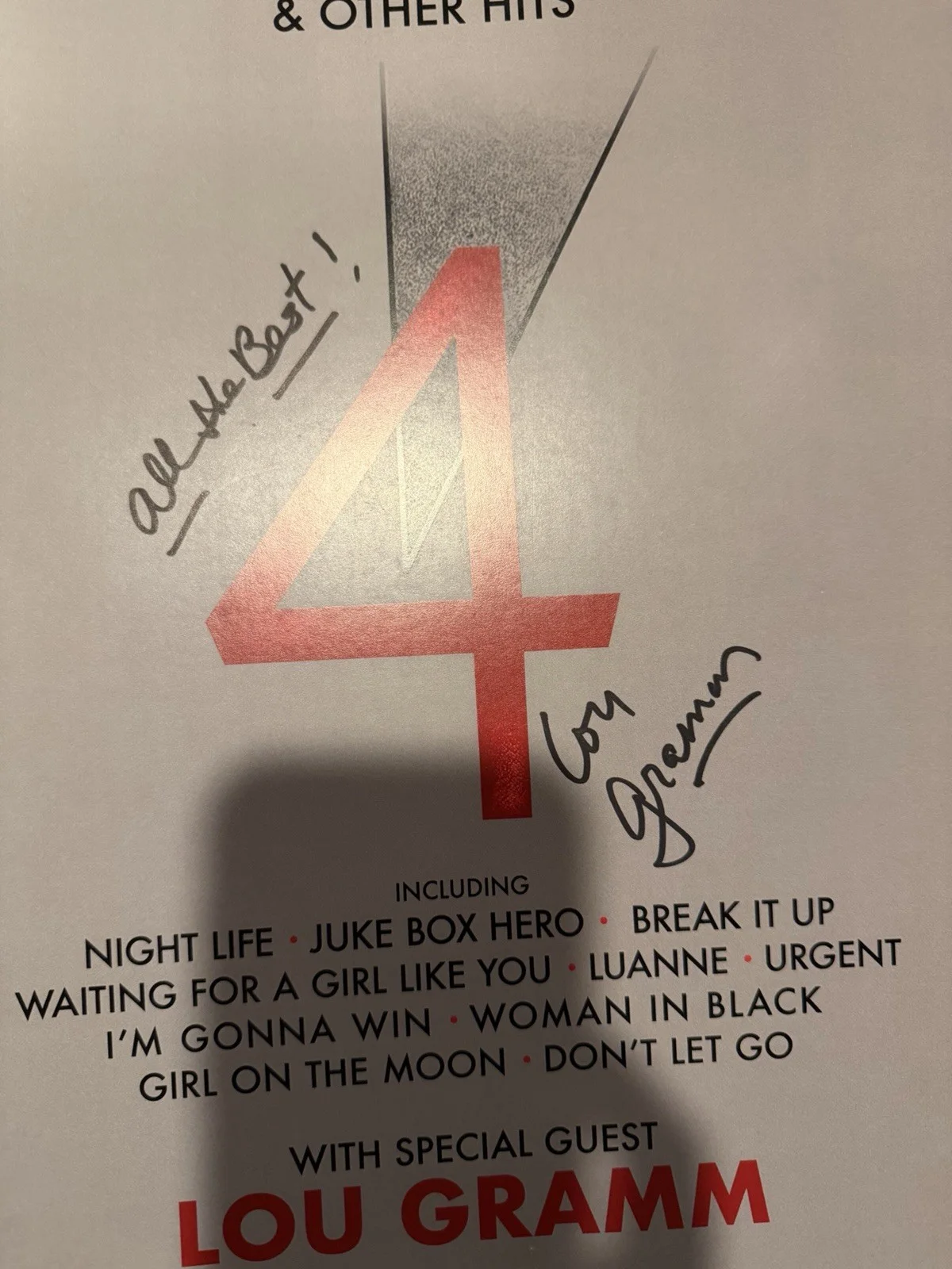 LOU GRAMM SIGNED FOREIGNER 4 TOUR POSTER, image 2