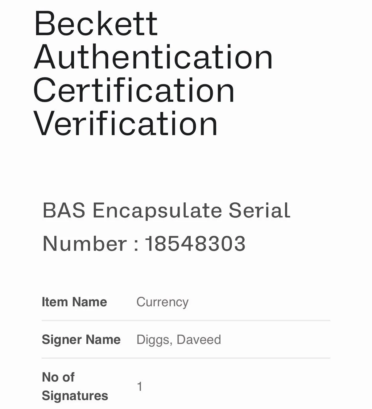 Daveed Diggs — DAVEED DIGGS SIGNED HAMILTON CURRENCY AUTOGRAPH BECKETT ENCAPSULATED-D, image 3