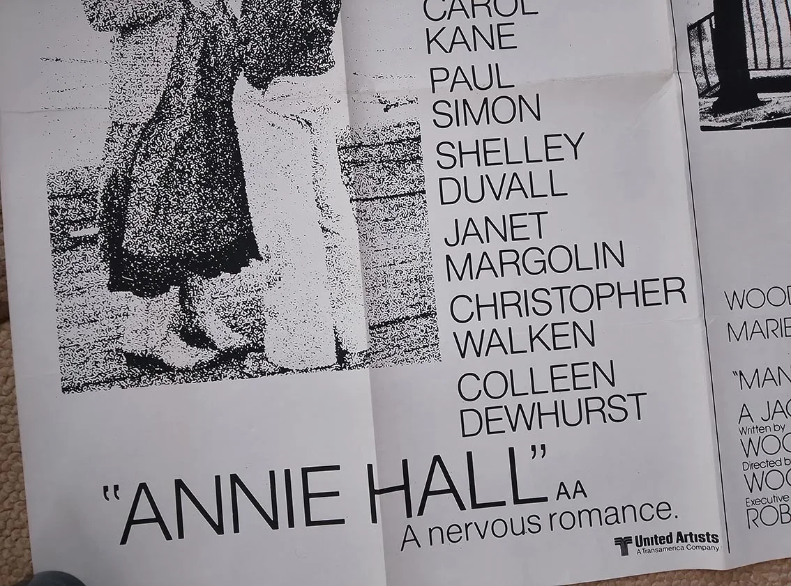 Annie Hall & Manhattan original movie quad poster - Woody Allen - scarce, изображение 3