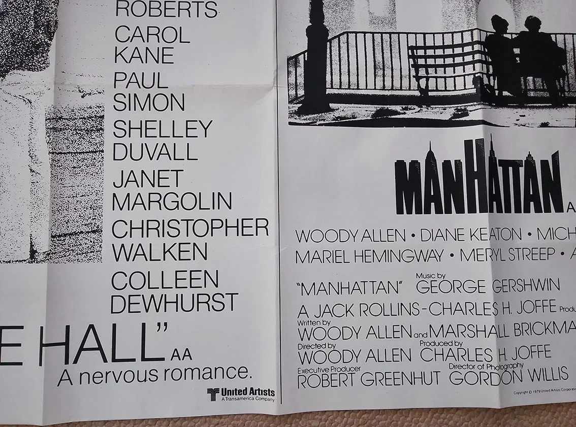 Annie Hall & Manhattan original movie quad poster - Woody Allen - scarce, изображение 5