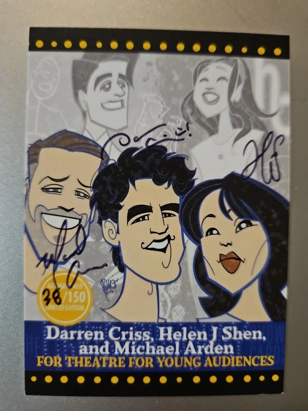 Darren Criss, Helen J Shen, Michael Arden — 2025 Darren Criss, Helen Shen, Michael Arden Signed Lights Of Broadway#38 Of 150