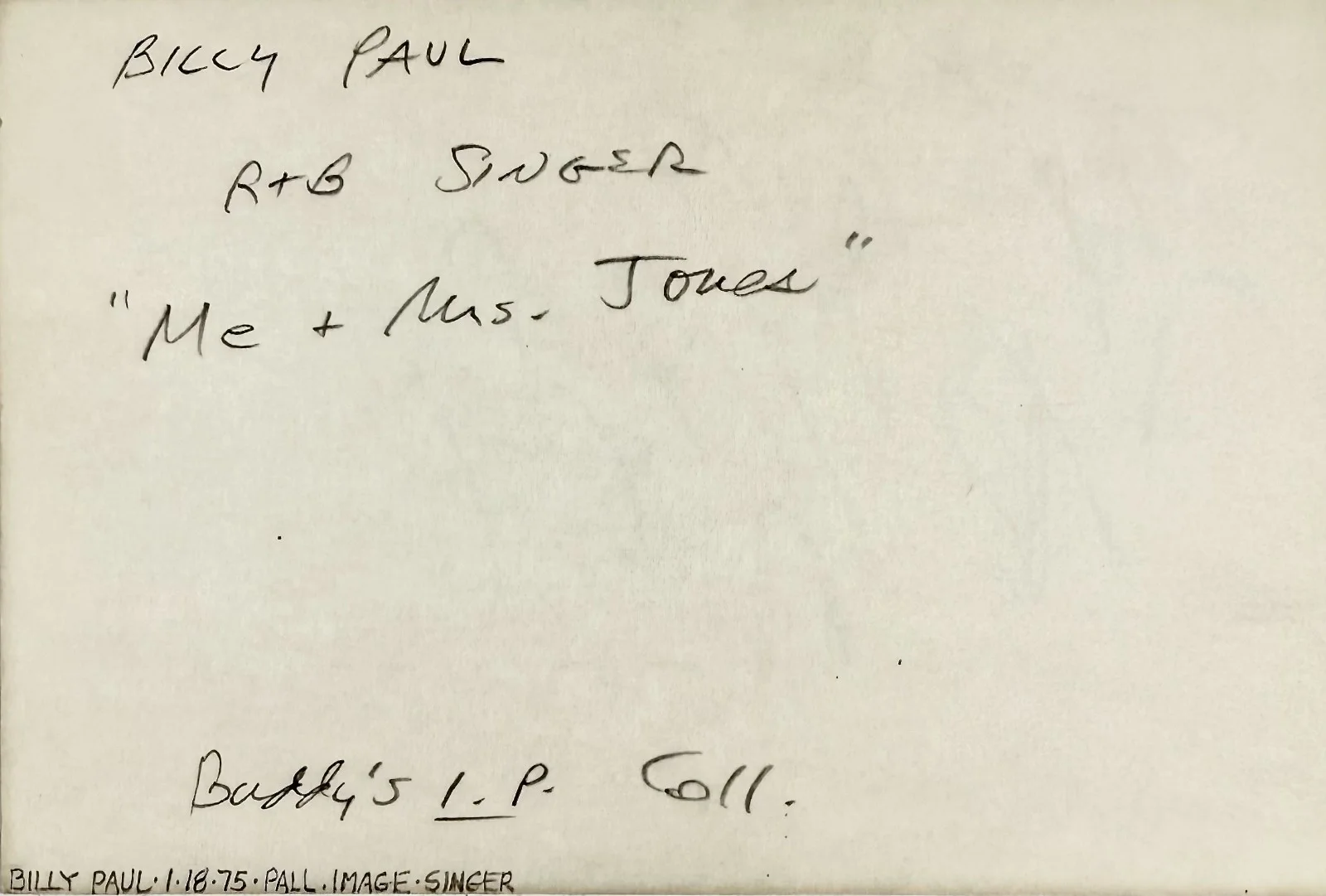 BILLY PAUL Signed Autograph INDEX CARD "Me and Mrs. Jones" American Soul SINGER, изображение 3