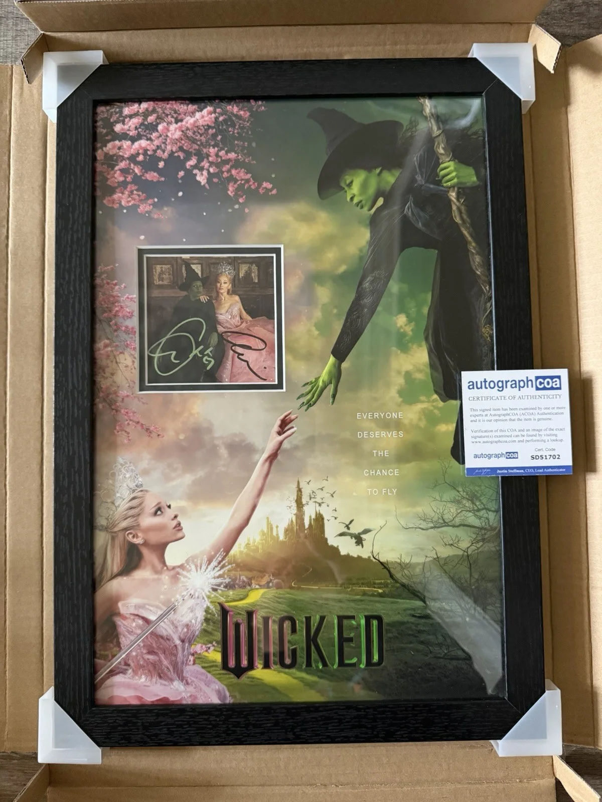 Ariana Grande, Cynthia Erivo — SIGNED Wicked Autographed Ariana Grande Cynthia Erivo 12x18 Custom Frame w/COA 6