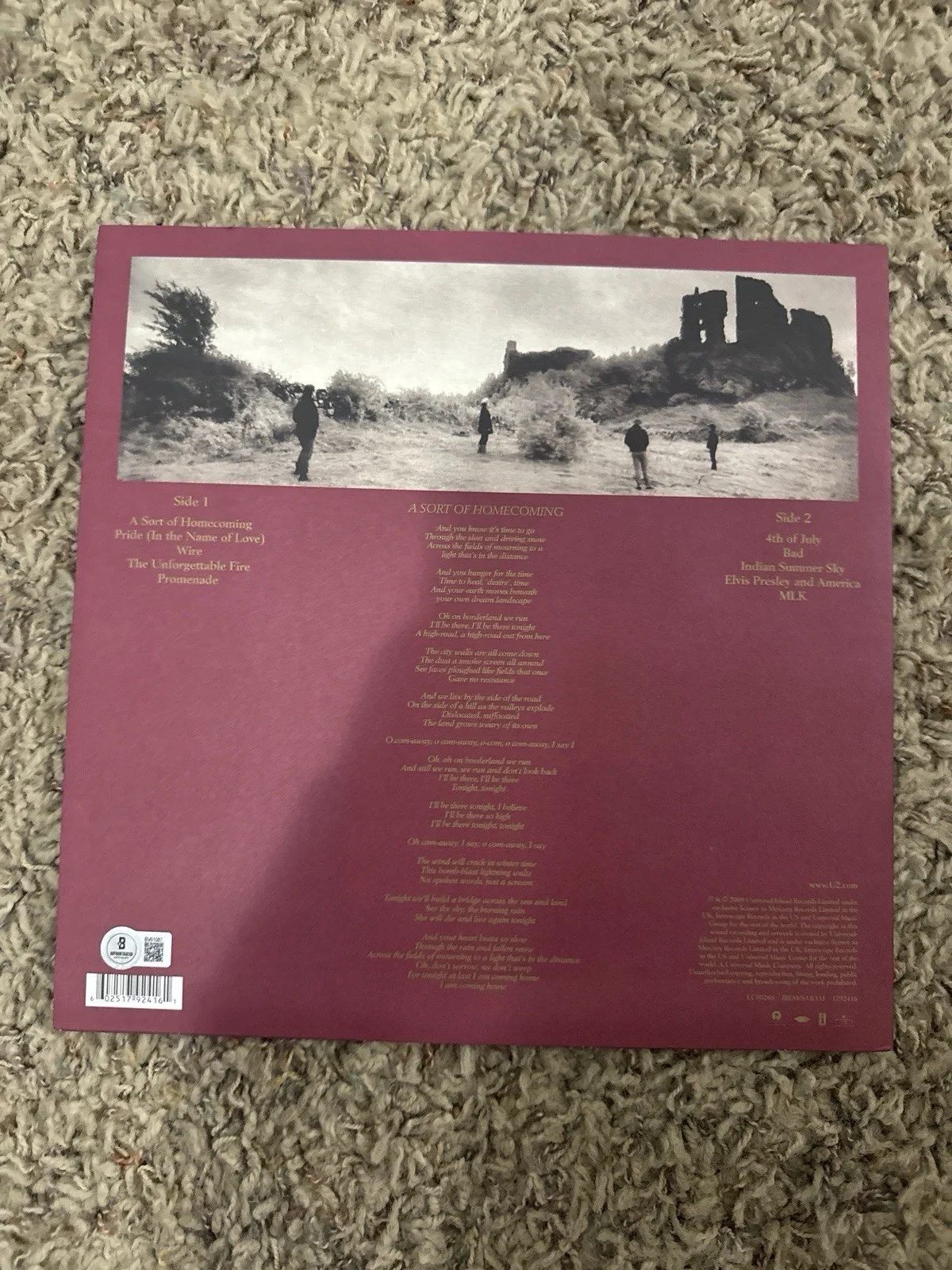U2 The Edge signed autographed The Unforgettable Fire Vinyl Record LP PSA/DNA CO, изображение 3