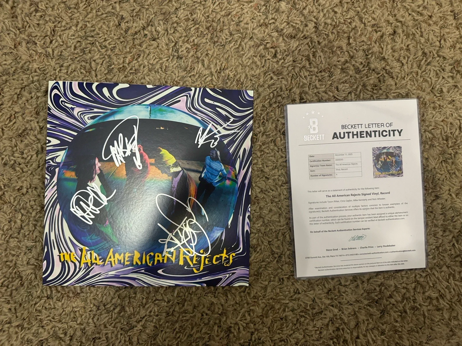 All American Rejects signed autographed Sandbox Vinyl Record LP PSA/DNA LOA Tyso, изображение 2