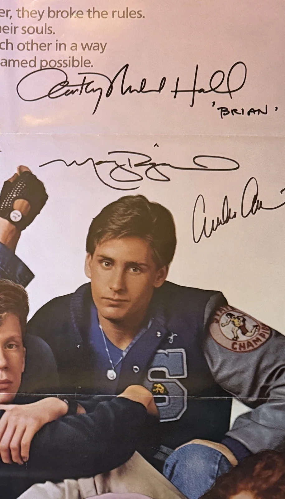 Emilio, Judd, Molly, Anthony, Ally — Signed Original 27x41 Breakfast Club Poster by Emilio Estevez Molly Ringwald +3, image 3