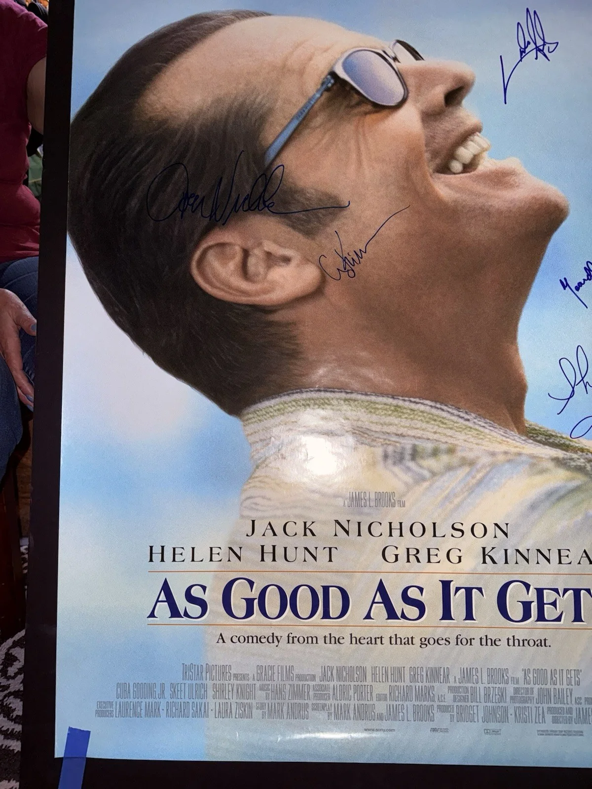 Jack Nicholson, Cuba Gooding Jr. Greg Kinnear Shirley Knight — Signed Jack Nicholson + 4 “as good as it gets” 27 x 40 original Movie Poster, image 5