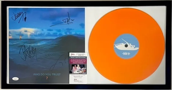 Jacoby Shaddix, Jerry Horton, Tobin Esperance, Tony Palermo — Papa Roach Group Signed Who Do You Trust Vinyl LP Framed Record Display JSA COA, image 2