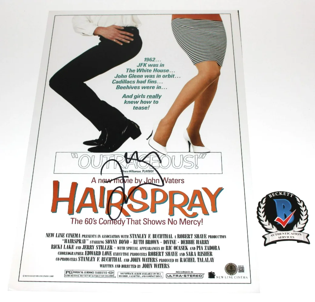 DIRECTOR JOHN WATERS SIGNED 'HAIRSPRAY' 12x18 MOVIE POSTER BECKETT COA AUTOGRAPH, изображение 2