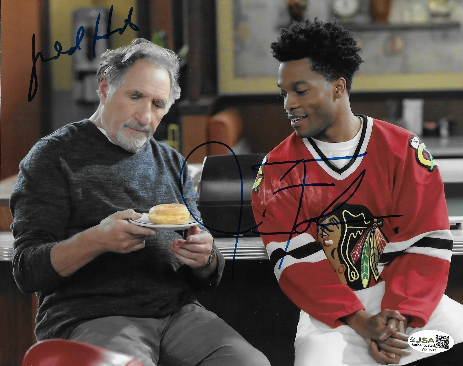 Judd Hirsch — Signed Jermaine Fowler Judd Hirsch Superior Donuts 8x10 Photo #1 w JSA Authentic, image 2