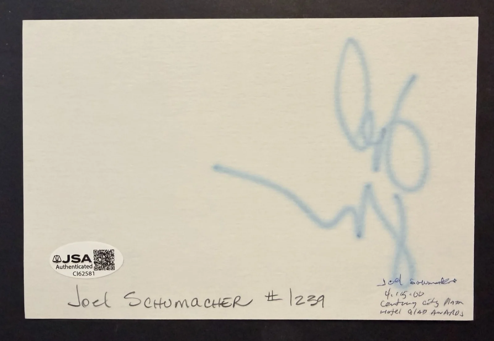 Joel Schumacher — Joel Schumacher American Director Producer Screenwriter Signed Sheet JSA COA, изображение 2