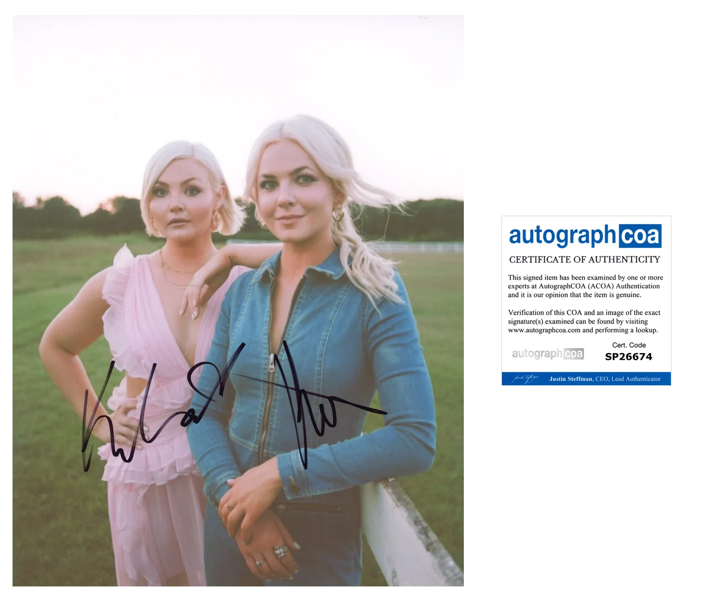 TIGIRLILY GOLD KENDRA & KRISTA SLAUBAUGH SIGNED 8x10 PHOTO w/EXACT PROOF & COA, изображение 2