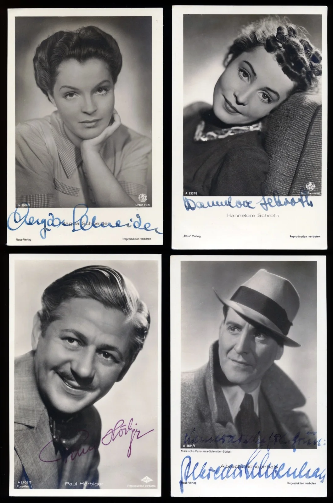 Eight Vintage Ross Verlag Postcards with Autographs, 1930s 40s, Olga Tschechowa, изображение 2