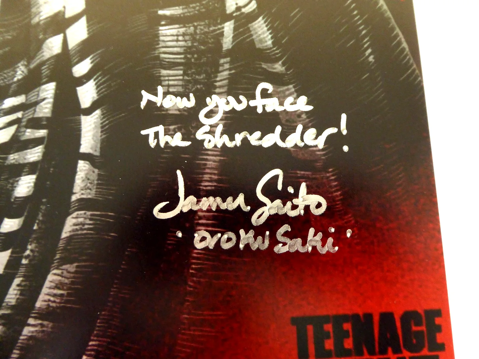 James Saito Signed 12x18 Photo Auto, Shredder, Ninja Turtles, TMNT 1990, JSA COA, image 2