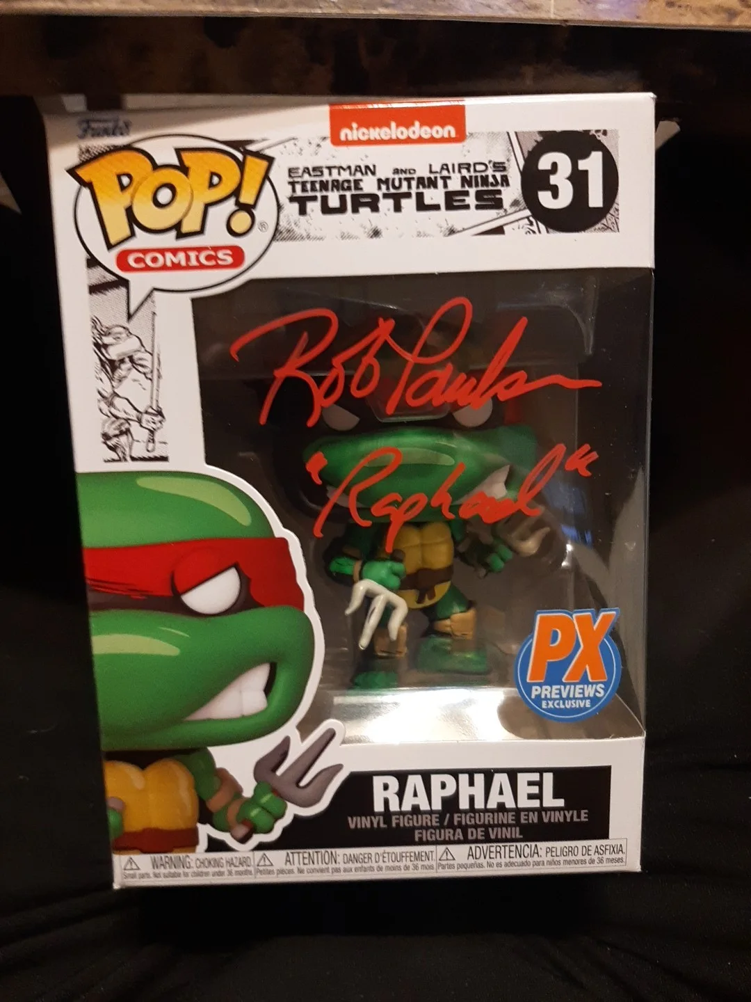 ROB PAULSEN — FUNKO POP SIGNED ROB PAULSEN RAPHAEL #31 ( COMES IN PROTECTOR )!