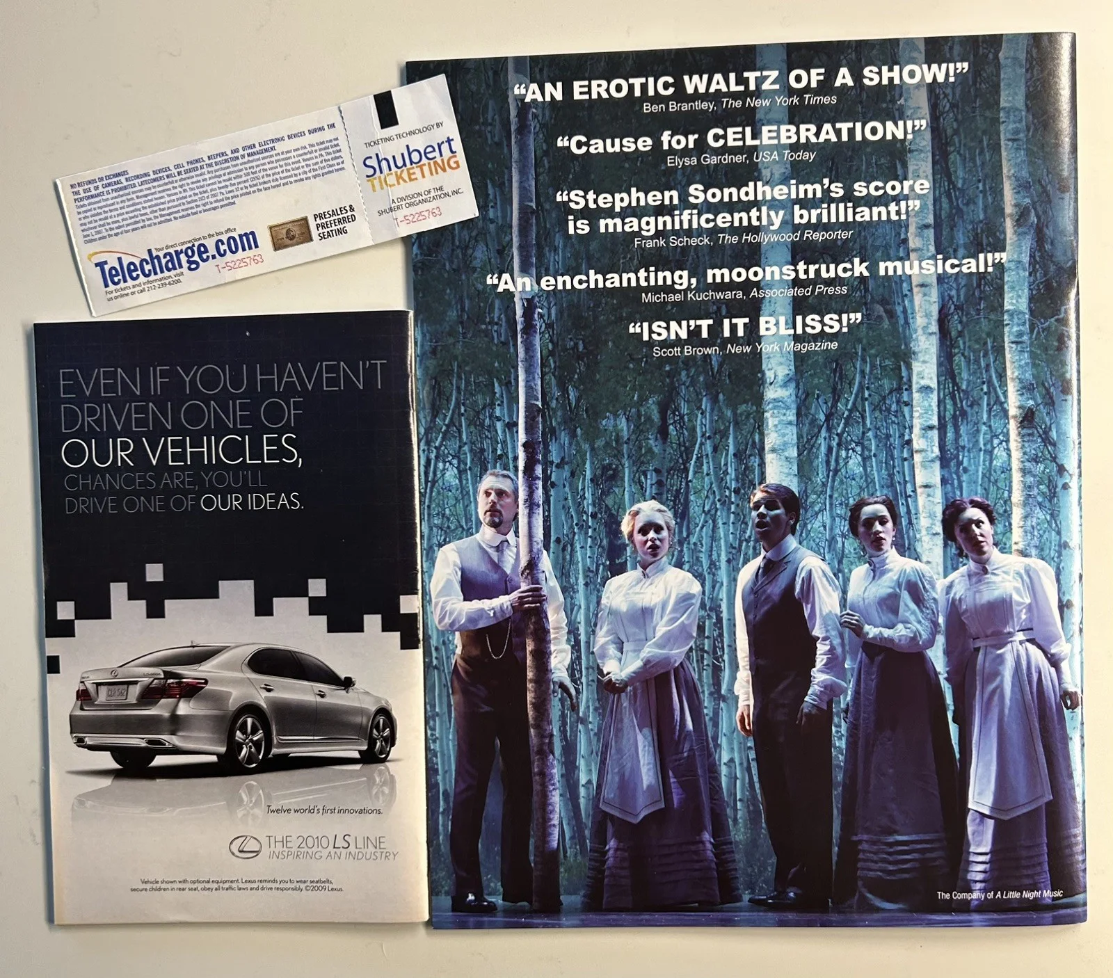 "A LITTLE NIGHT MUSIC" 2009 BROADWAY THEATRE PROGRAM, Insert, Playbill & Ticket, image 2