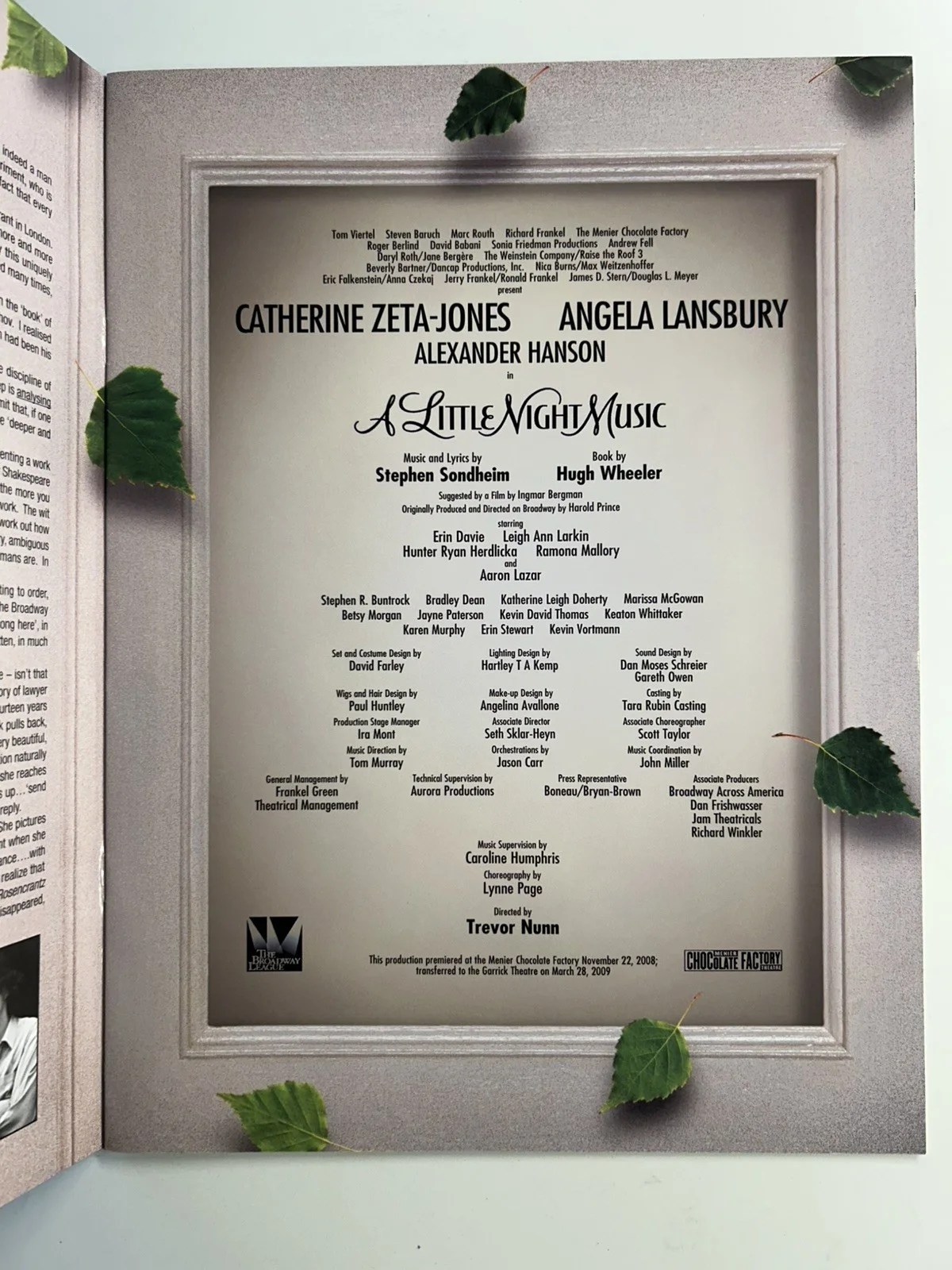 "A LITTLE NIGHT MUSIC" 2009 BROADWAY THEATRE PROGRAM, Insert, Playbill & Ticket, image 3
