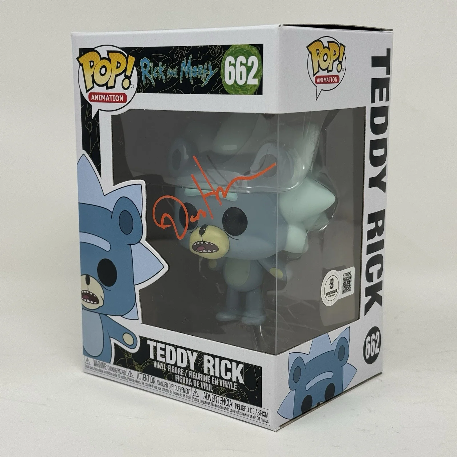 Dan Harmon — Dan Harmon Signed Rick and Morty Teddy Rick Funko Pop 662 Autograph Beckett COA, изображение 3