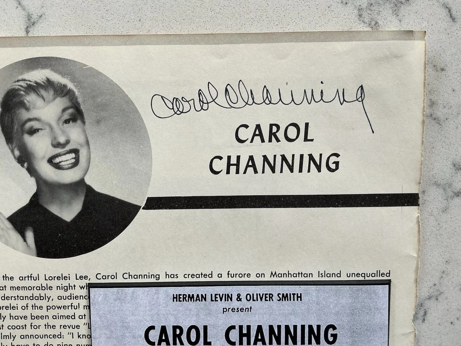 CAROL CHANNING STAGE ACTRESS SIGNED AUTOGRAPHED GENTLEMEN PREFER BLONDES PROGRAM, image 2