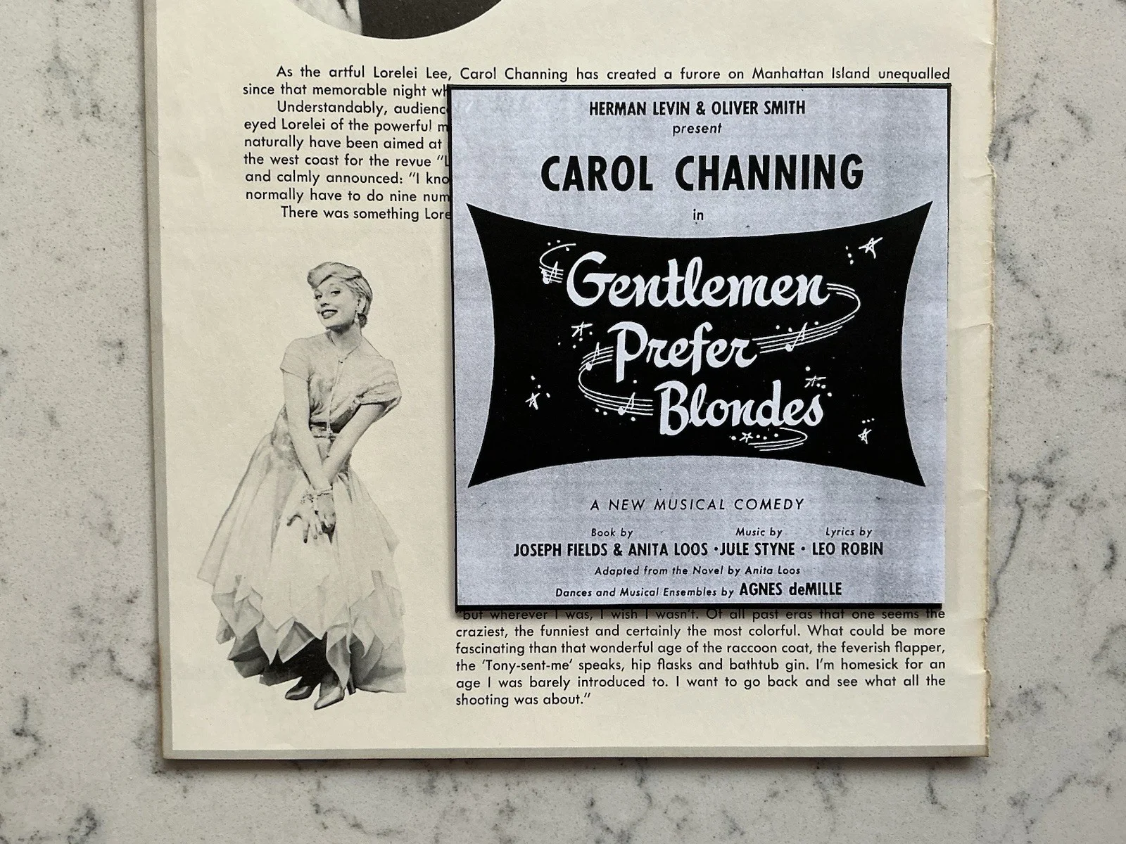 CAROL CHANNING STAGE ACTRESS SIGNED AUTOGRAPHED GENTLEMEN PREFER BLONDES PROGRAM, image 3