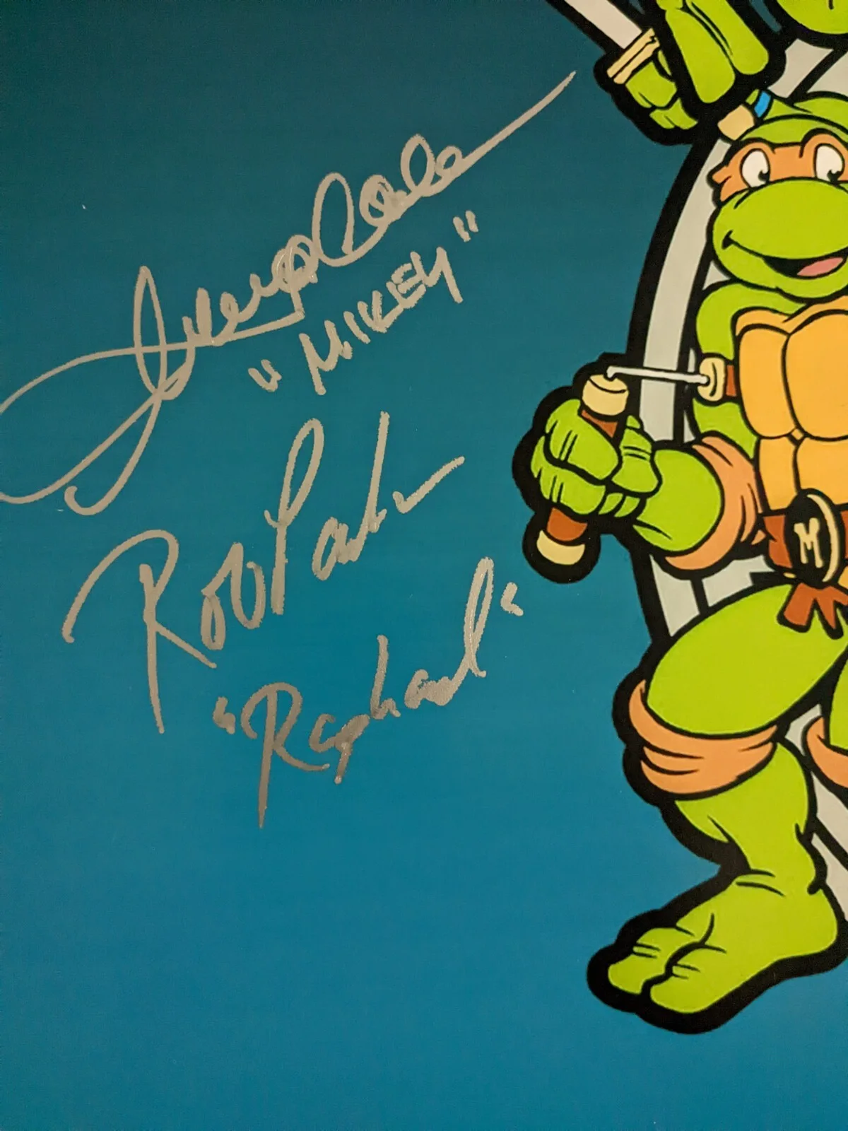 Rob Paulsen, Cam Clarke, Barry Gordon, Townsend Coleman — TMNT Original 4 Teenage Mutant Ninja Turtles Cast Signed 11x17 Photo JSA COA A, изображение 2