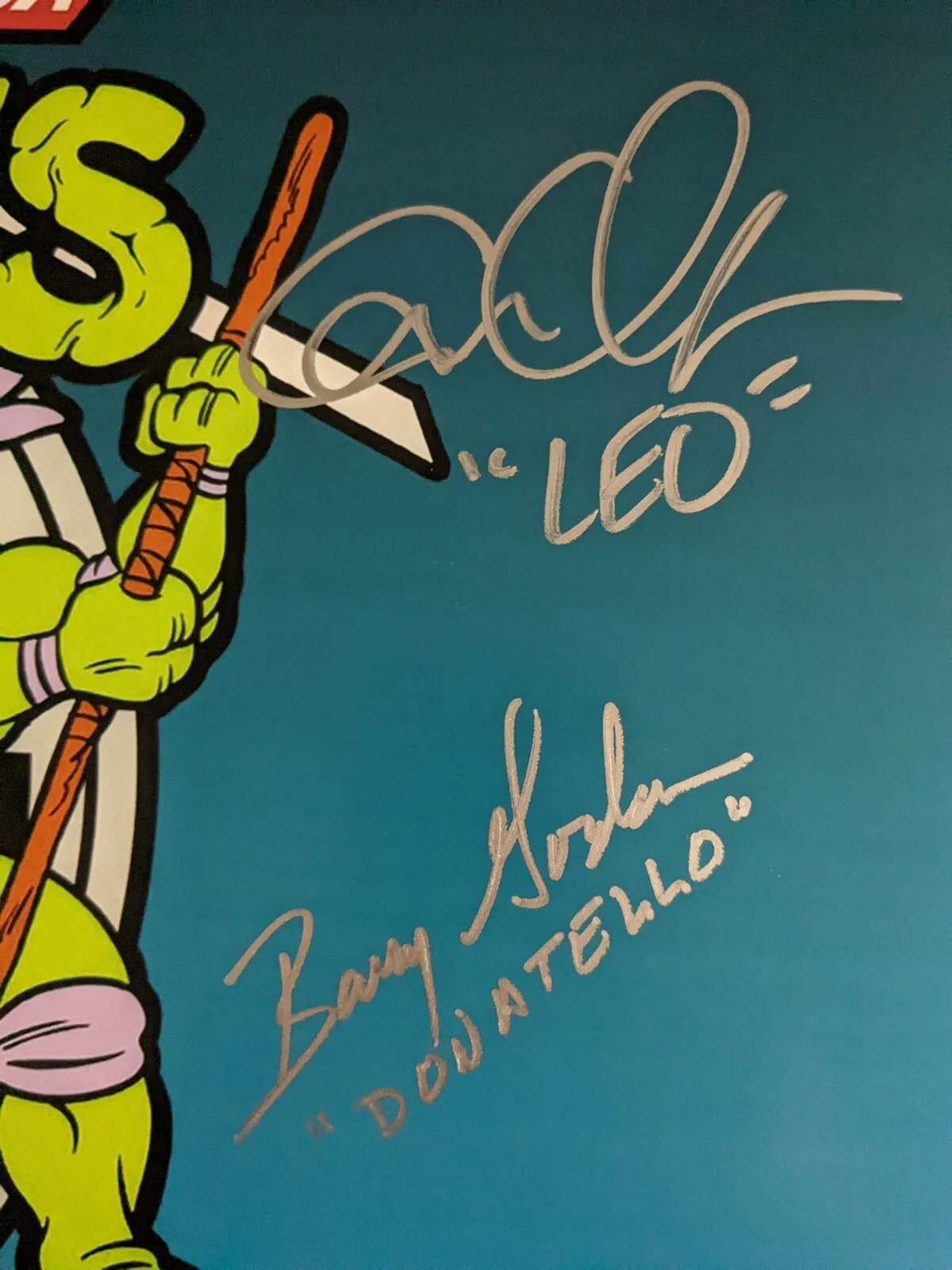 Rob Paulsen, Cam Clarke, Barry Gordon, Townsend Coleman — TMNT Original 4 Teenage Mutant Ninja Turtles Cast Signed 11x17 Photo JSA COA A, изображение 3
