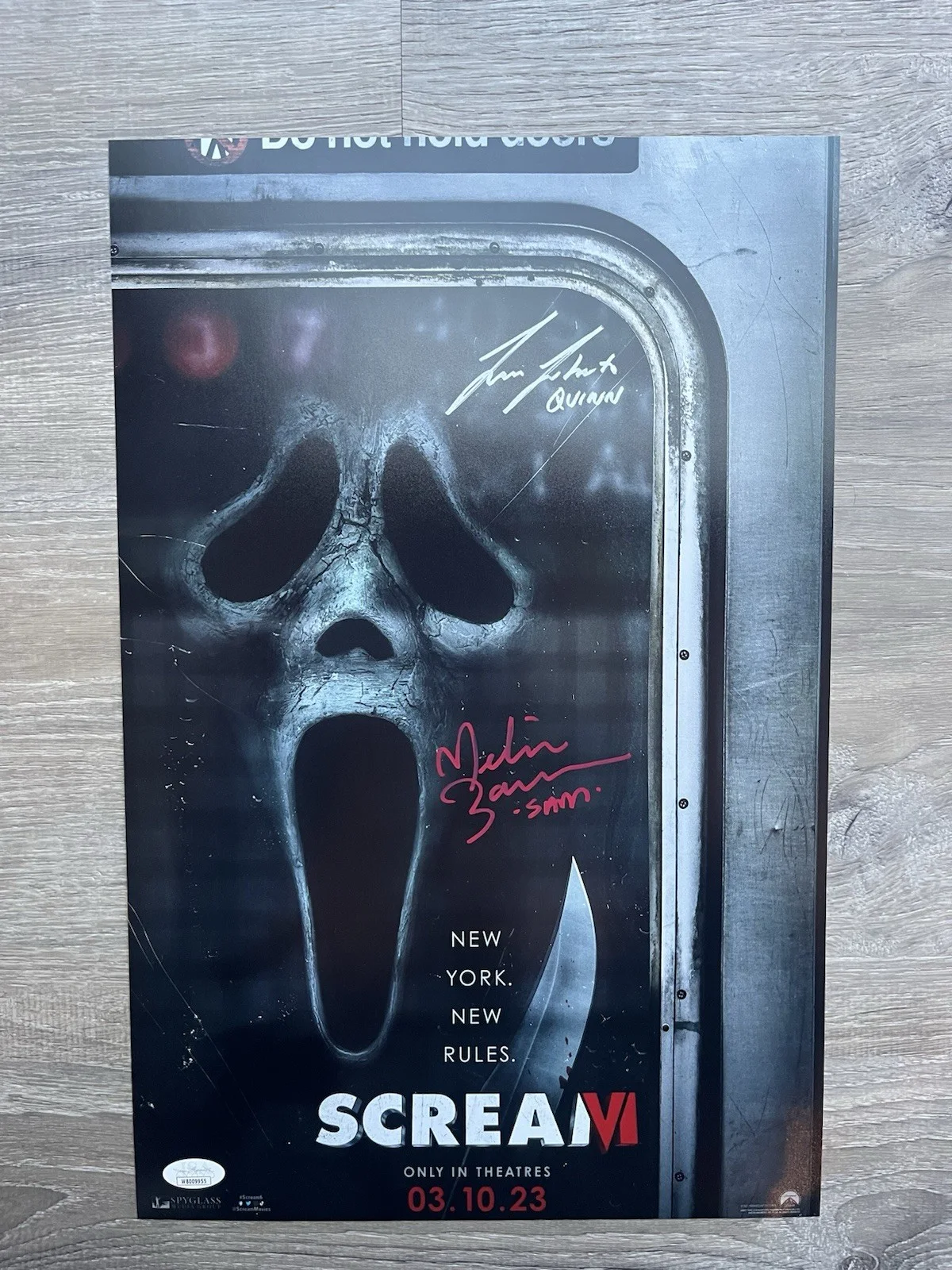 Melissa Barrera — Melissa Barrera Liana Liberato Dual Signed Scream 11x17 Photo JSA COA Ghostface, image 2
