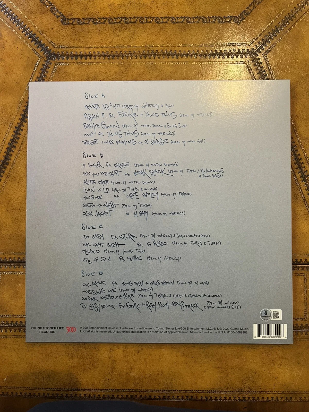GUNNA FIRMADO DS4EVER VINILO LP DISCO RAPERO CERTIFICADO DE AUTENTICIDAD BAJO, image 2