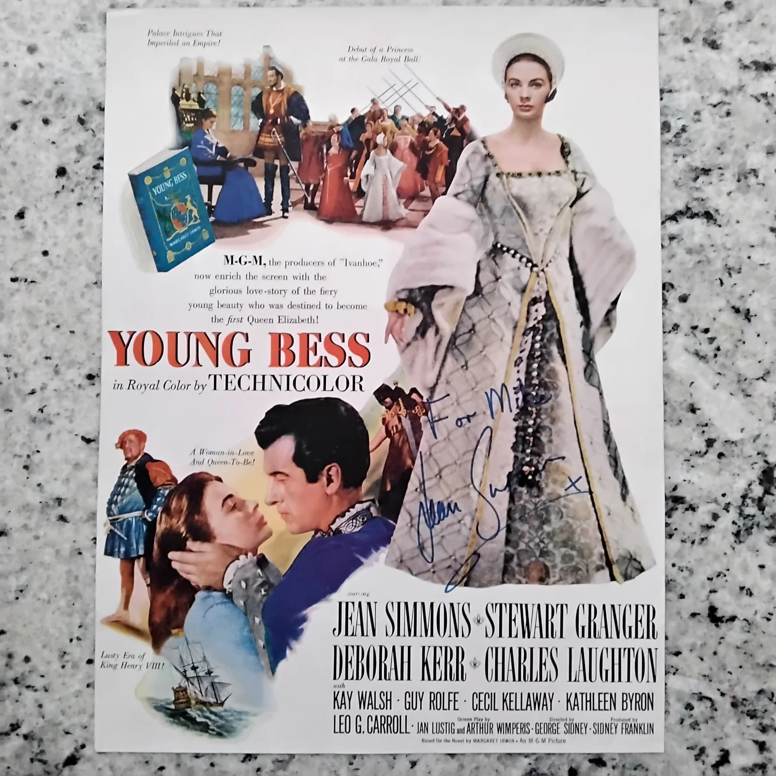 Jean Simmons SIGNED Movie AD 50s Movie Actress Spartacus Guys & Dolls Young Bess, изображение 2