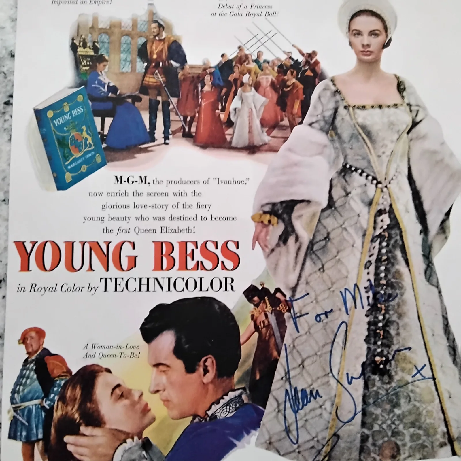 Jean Simmons SIGNED Movie AD 50s Movie Actress Spartacus Guys & Dolls Young Bess, изображение 3
