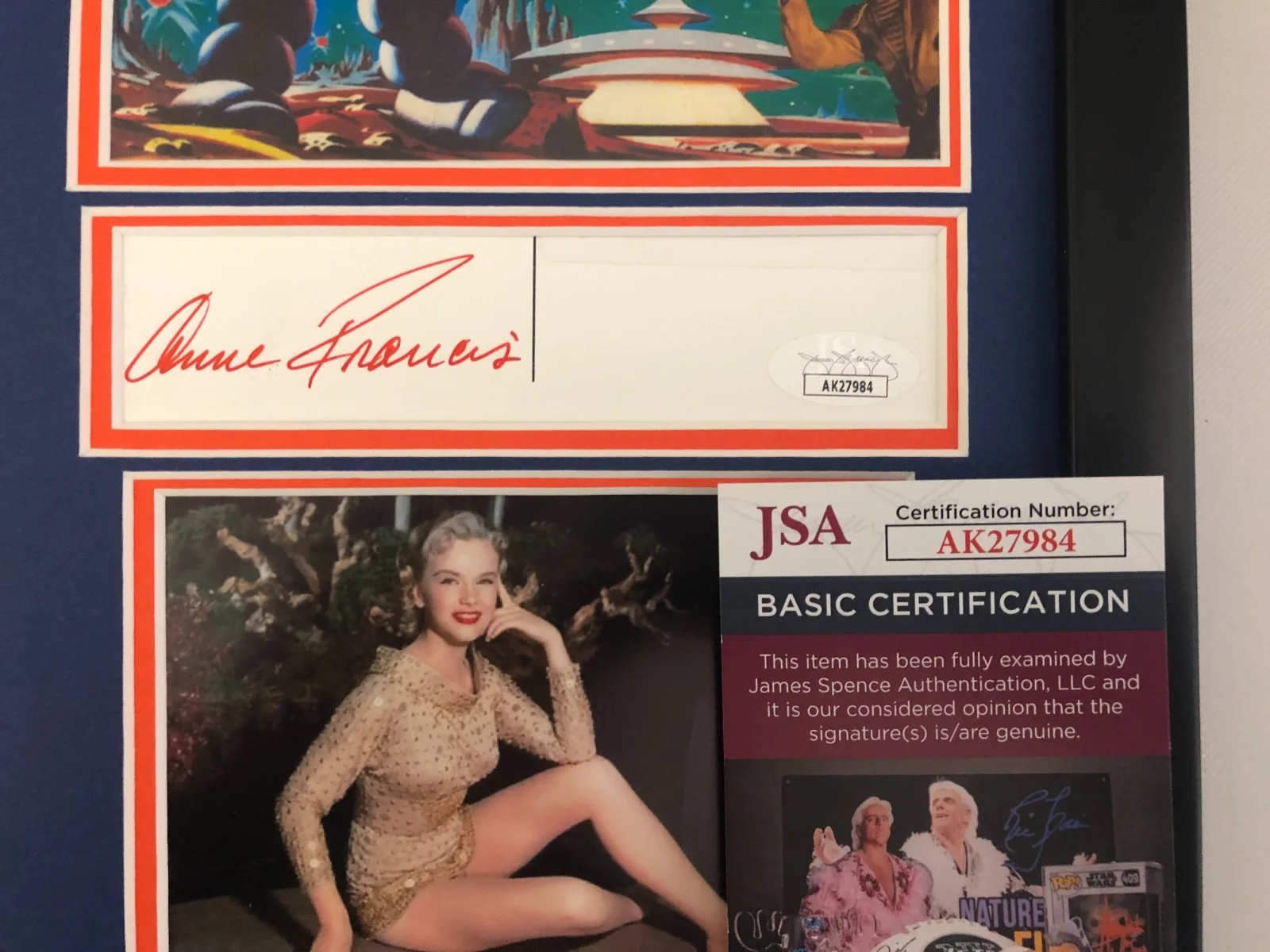 ANNE FRANCIS — ANNE FRANCIS SIGNED 11X14 1956 FORBIDDEN PLANET FANTASY ART DISPLAY JSA COA, image 2