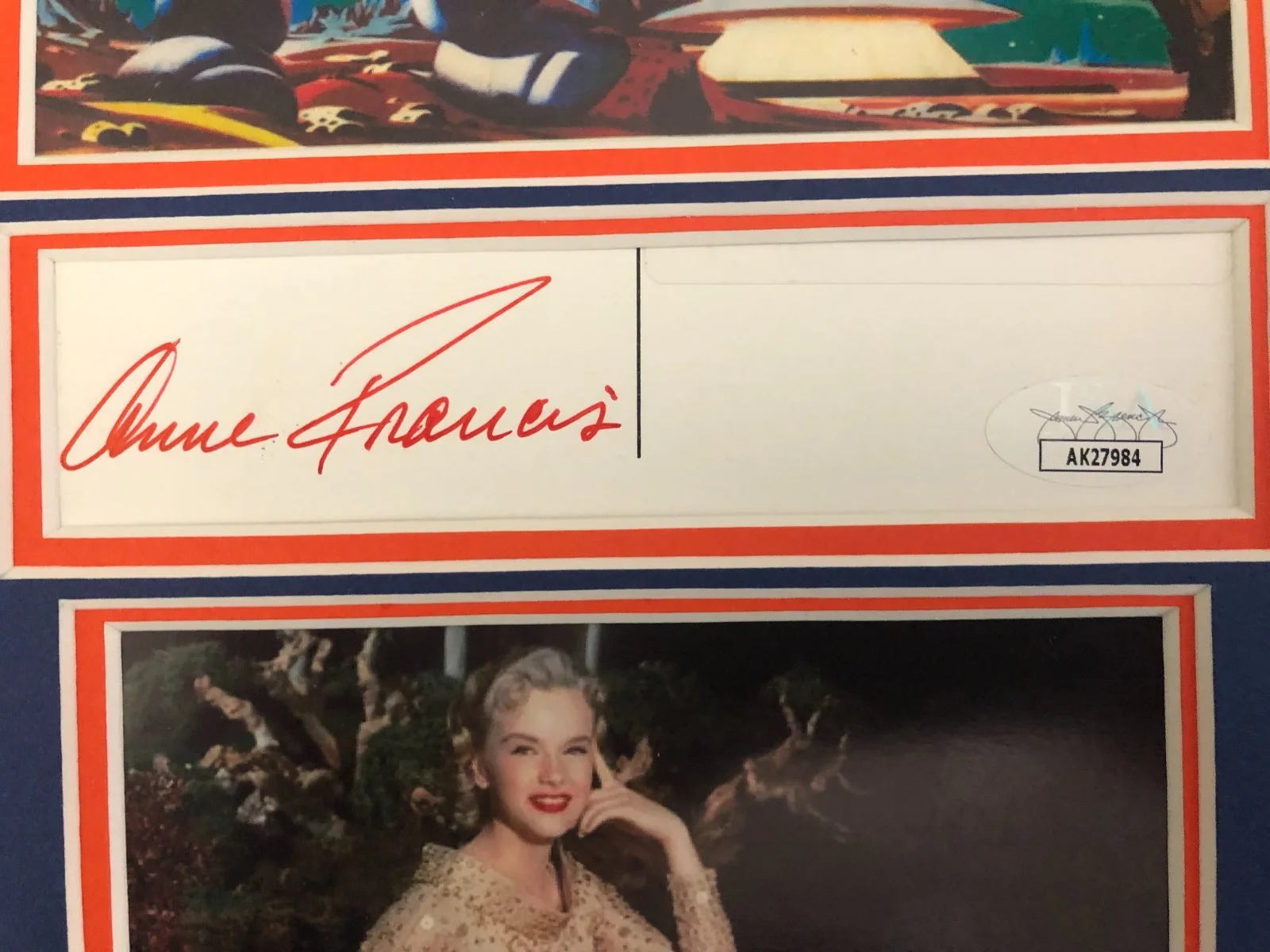 ANNE FRANCIS — ANNE FRANCIS SIGNED 11X14 1956 FORBIDDEN PLANET FANTASY ART DISPLAY JSA COA, image 3
