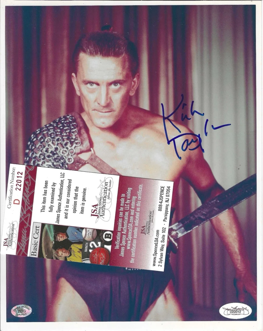 Kirk Douglas — d2020 Kirk Douglas signed 8x10 Photo - Spartacus - AUTHENTICATED