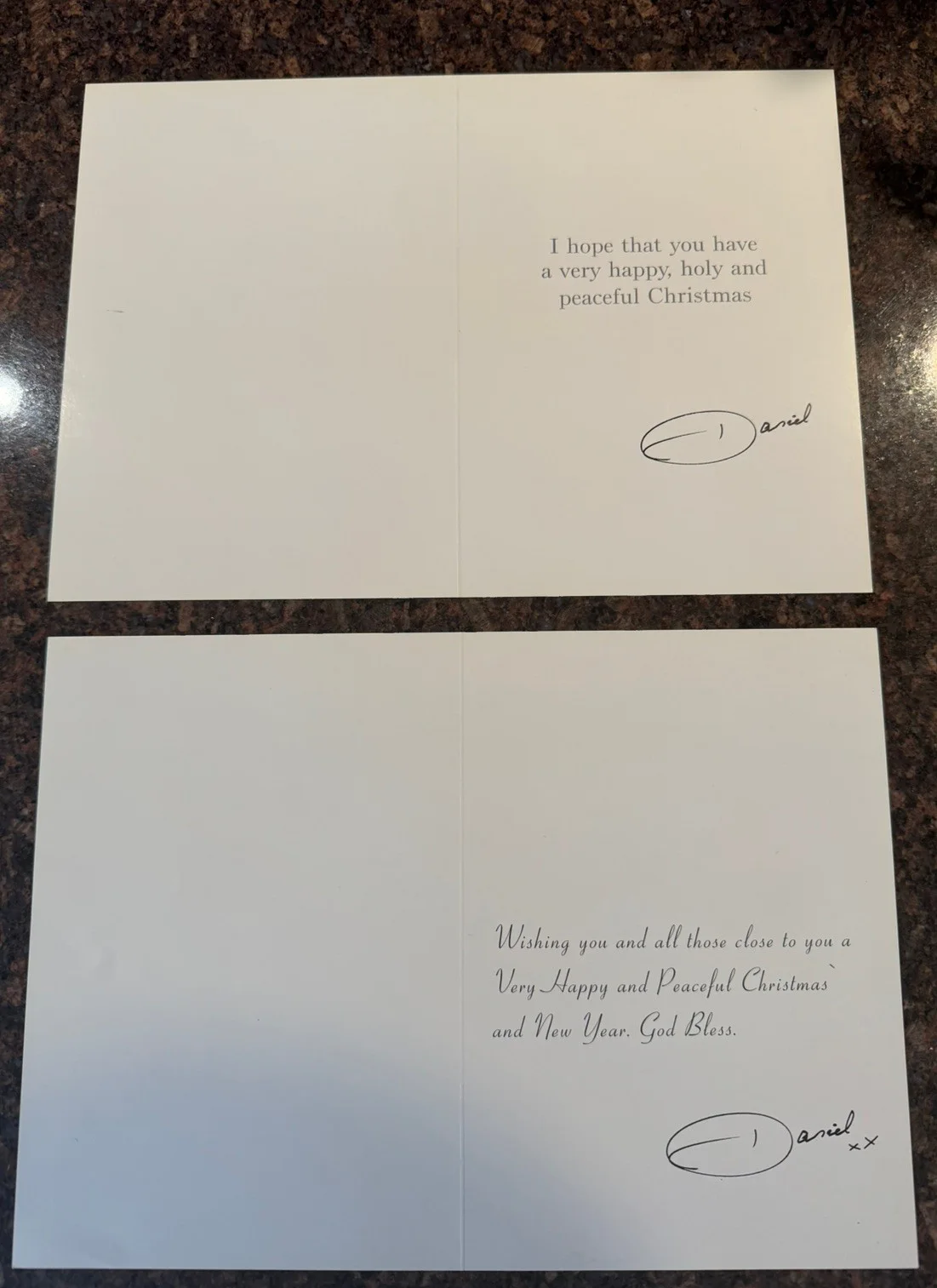 Set of 2 Signed Daniel O'Donnell Christmas cards - Brand New, image 2