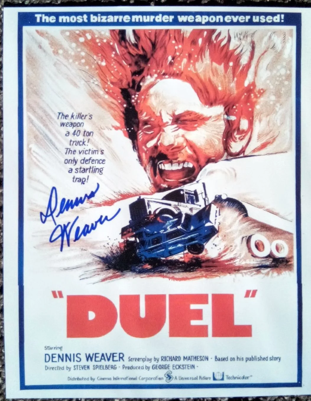 Dennis Weaver — Dennis Weaver Signed Autographed 8x10 Photo from Steven Spielberg's Movie "Duel"