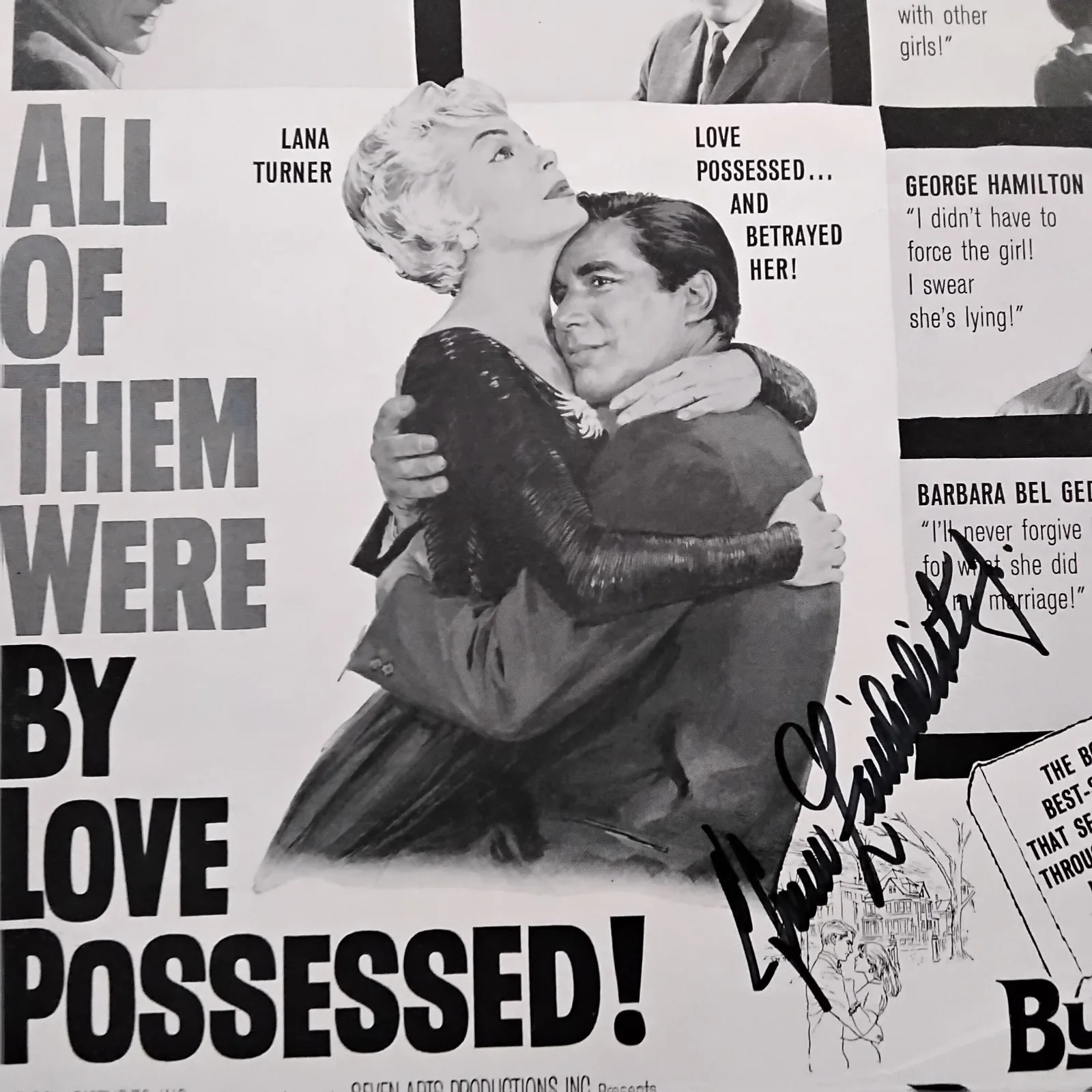 Efrem Zimbalist Jr SIGNED 1961 Movie Ad By Love Possessed Lana Turner Hamilton, изображение 3