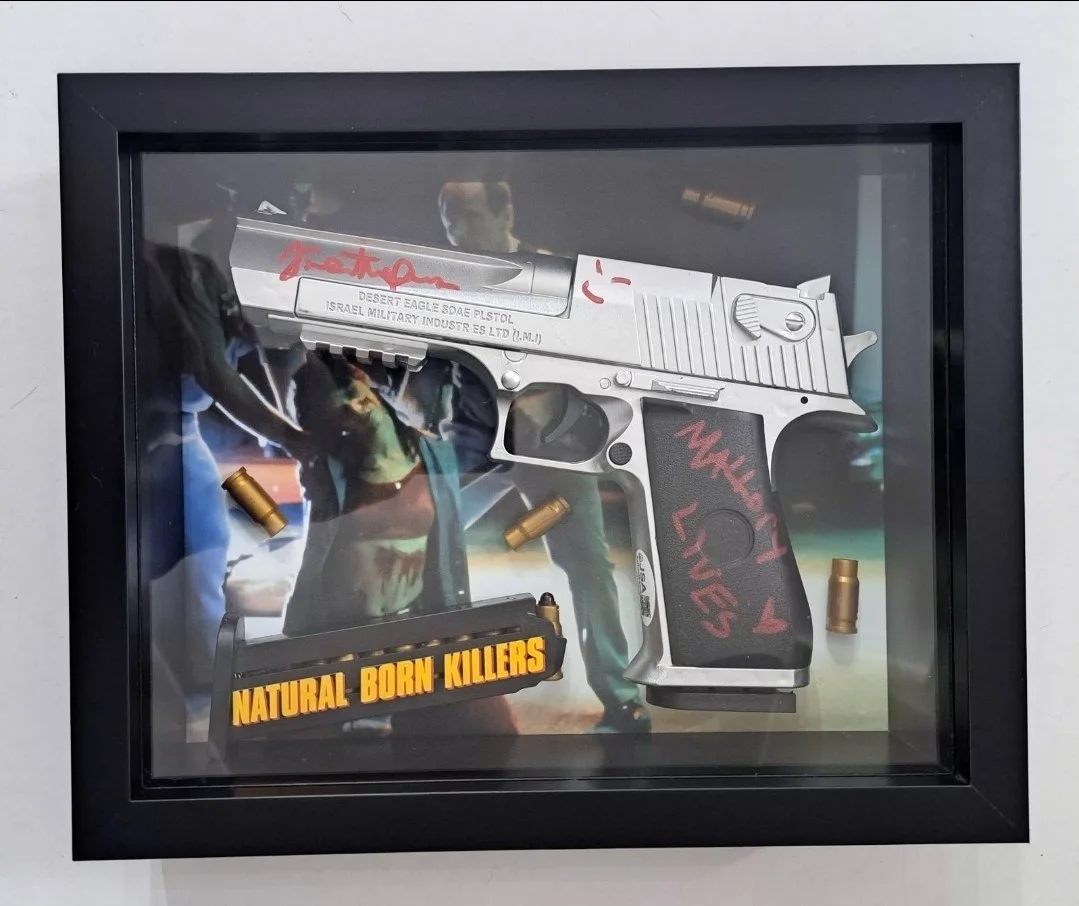 JULIETTE LEWIS Signed/Inscribed D.E. Replica Gun/Pistol Shadowbox Frame JSA New, image 2
