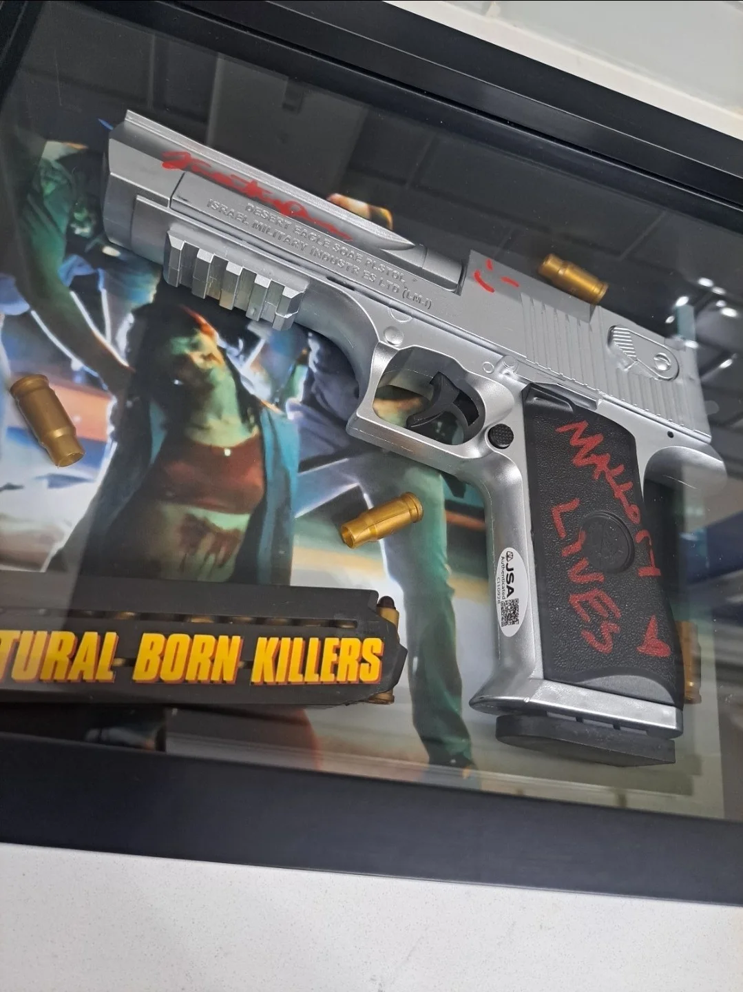 JULIETTE LEWIS Signed/Inscribed D.E. Replica Gun/Pistol Shadowbox Frame JSA New, image 5