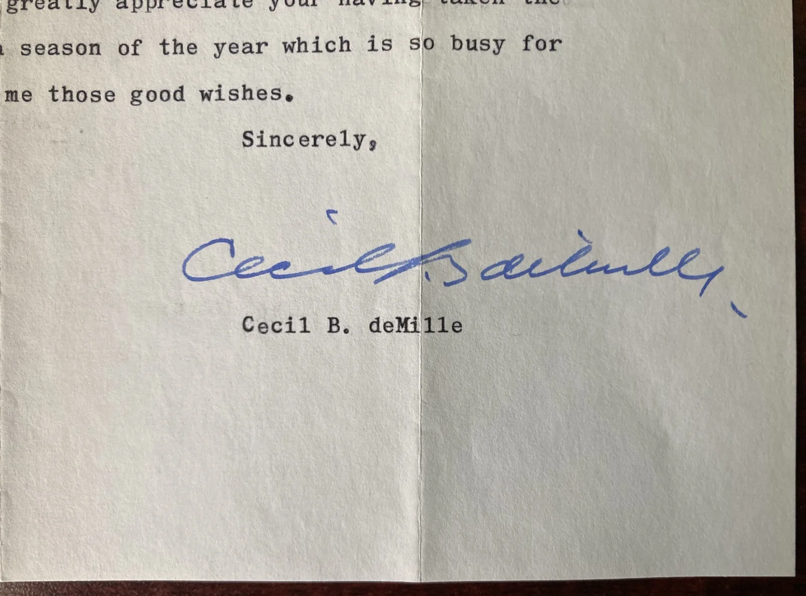 CECIL B. DEMILLE-Typed Letter Signed w/ env. Paramount-1955-Ten Commandments, image 3