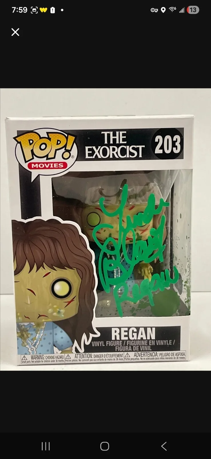 LINDA BLAIR — LINDA BLAIR SIGNED REGAN POP FUNKO FIGURE THE EXORCIST MOVIE BECKETT BAS COA, изображение 4